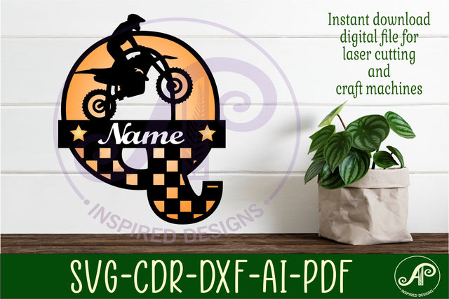 Motocross Capital Monogram Letter Q SVG SVG APInspireddesigns 