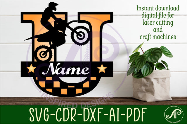 Motocross Capital Monogram Letter U SVG SVG APInspireddesigns 