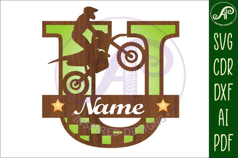 Motocross Capital Monogram Letter U SVG SVG APInspireddesigns 