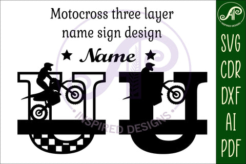 Motocross Capital Monogram Letter U SVG SVG APInspireddesigns 