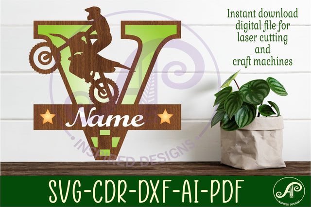 Motocross Capital Monogram Letter V SVG SVG APInspireddesigns 