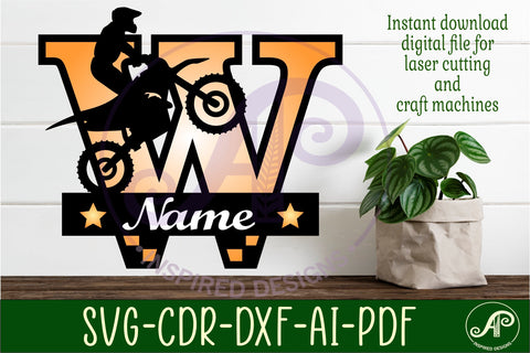 Motocross Capital Monogram Letter W SVG SVG APInspireddesigns 