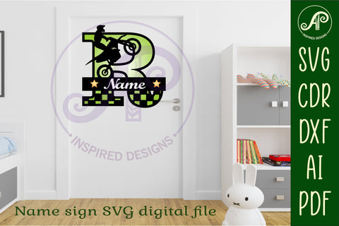 Motocross monogram letter bundle Name signs SVG 3 layer SVG APInspireddesigns 