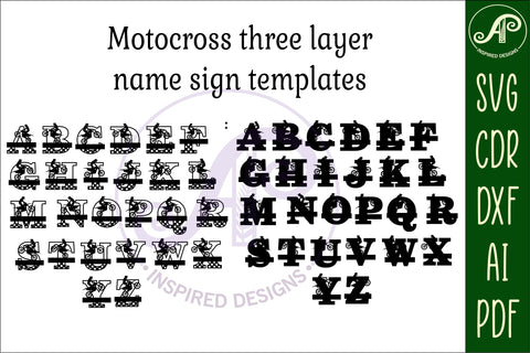 Motocross monogram letter bundle Name signs SVG 3 layer SVG APInspireddesigns 