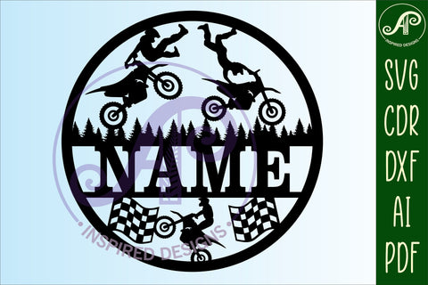 Motocross name sign svg laser cut template SVG APInspireddesigns 