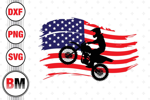 Motocross US Flag SVG, PNG, DXF Files SVG BMDesign 