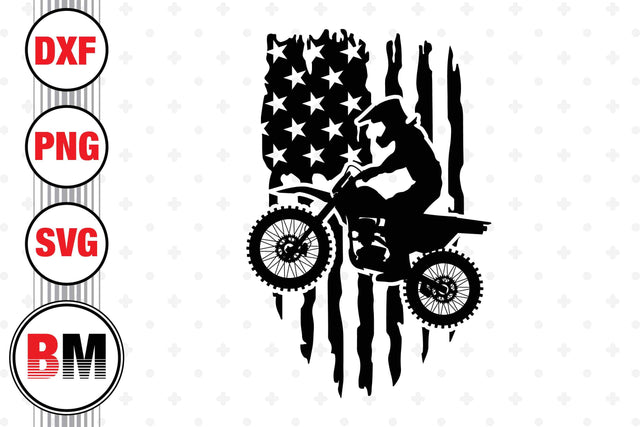 Motocross US Flag SVG, PNG, DXF Files SVG BMDesign 
