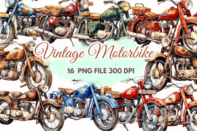 Motorbike Vintage Watercolor Sublimation Sublimation Regulrcrative 