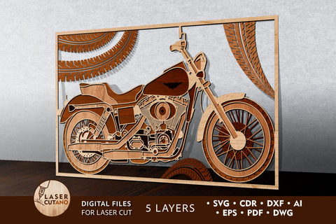 Motorcycle Harley Davidson Multilayer Laser Cut File SVG LaserCutano 