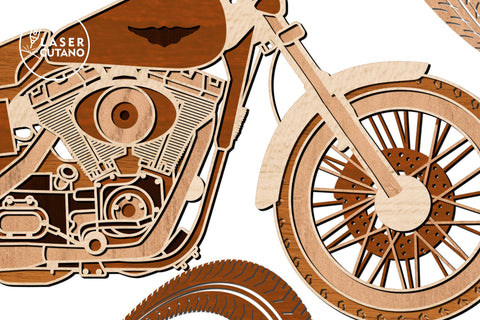 Motorcycle Harley Davidson Multilayer Laser Cut File SVG LaserCutano 