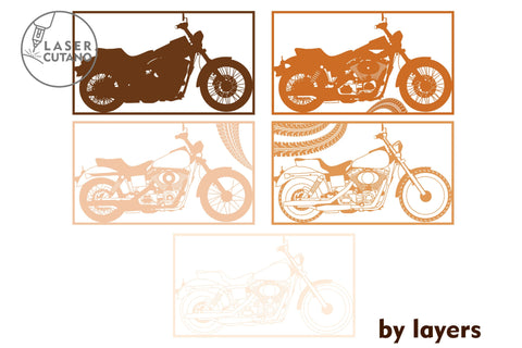 Motorcycle Harley Davidson Multilayer Laser Cut File SVG LaserCutano 