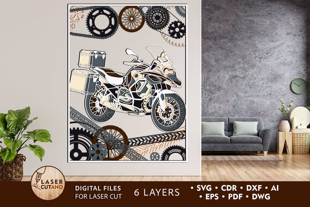 MOTORCYCLE Motorbike BMW R1250G Cut Template SVG LaserCutano 