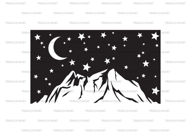 Mountain and night landscape SVG TribaliumArtSF 