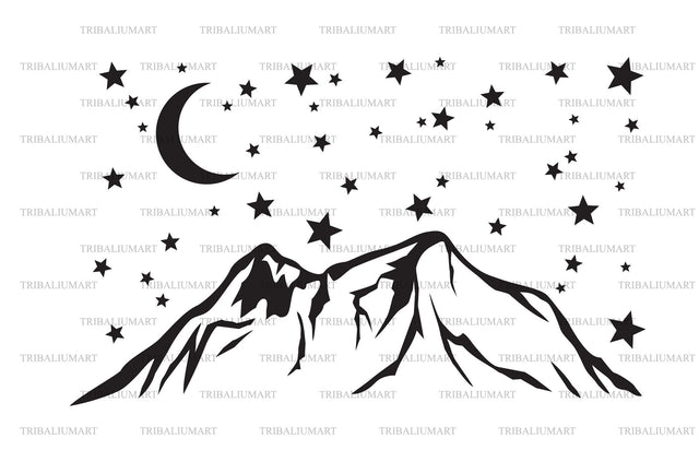 Mountain and stars SVG TribaliumArtSF 