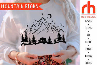 Mountain Bears SVG - Woodland Scene Cut File SVG RedHelgaArt 