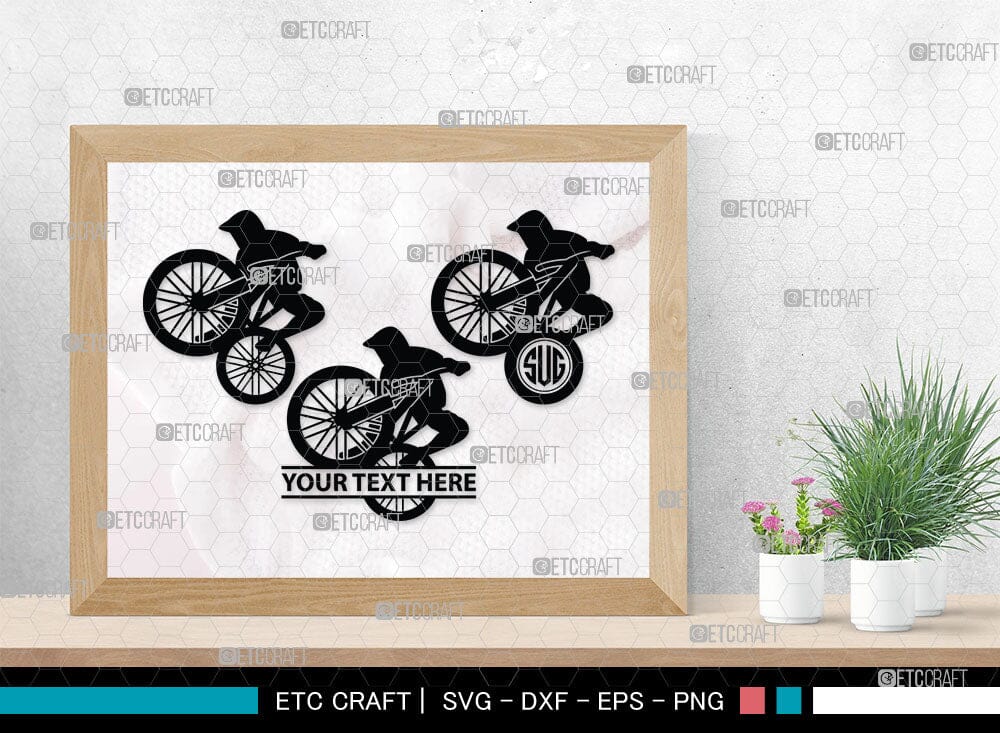 Mountain Biking Monogram, Mountain Biking Silhouette, Mountain Bike Svg ...