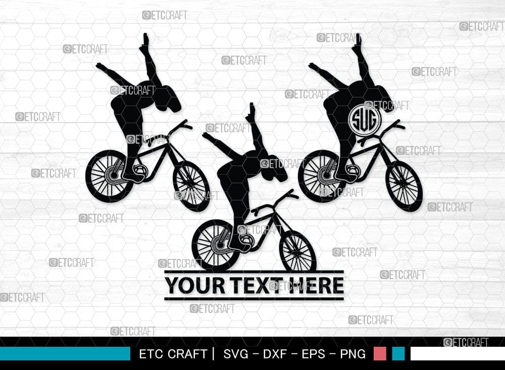 Mountain Biking Monogram, Mountain Biking Silhouette, Mountain Bike Svg ...