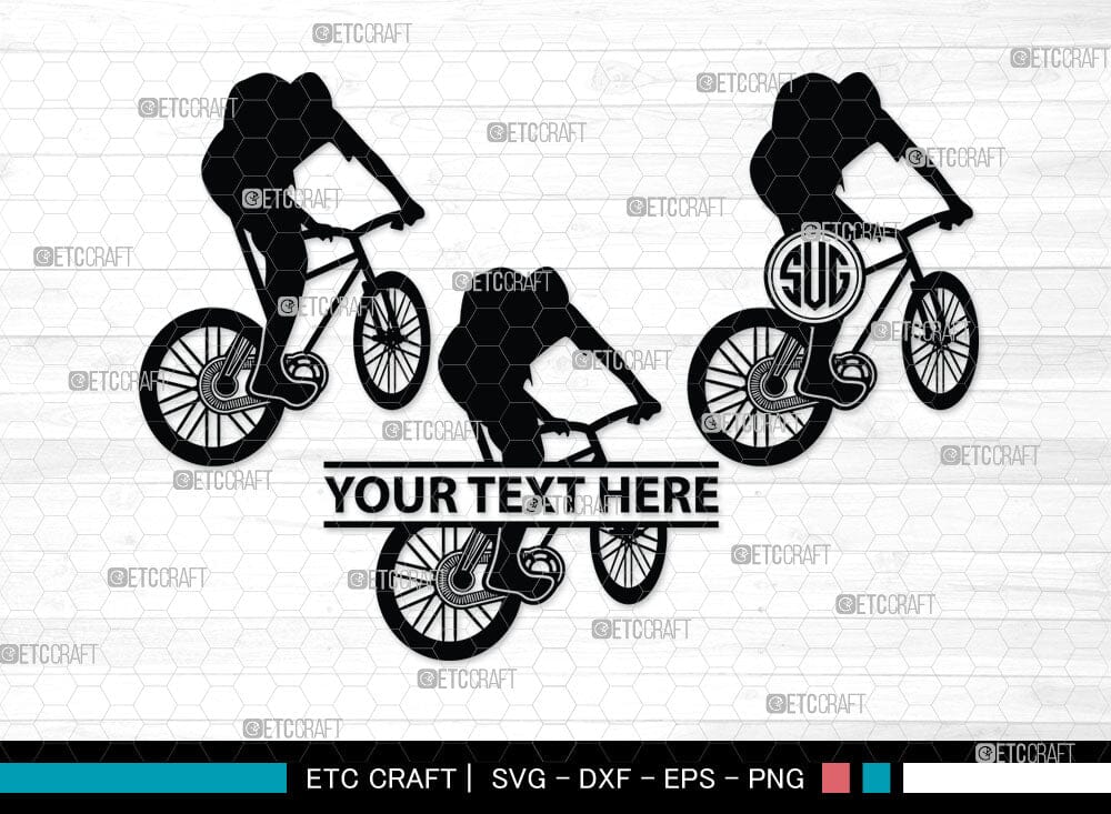 Mountain Biking Monogram, Mountain Biking Silhouette, Mountain Bike Svg ...
