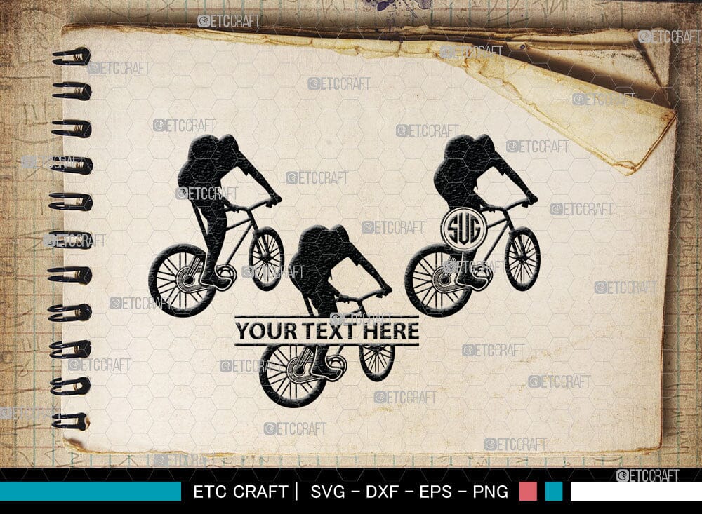 Mountain Biking Monogram, Mountain Biking Silhouette, Mountain Bike Svg ...