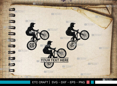 Mountain Biking Monogram, Mountain Biking Silhouette, Mountain Bike Svg, Mountain Bicycle Svg, Mountain Sport Svg, SB00047 SVG ETC Craft 