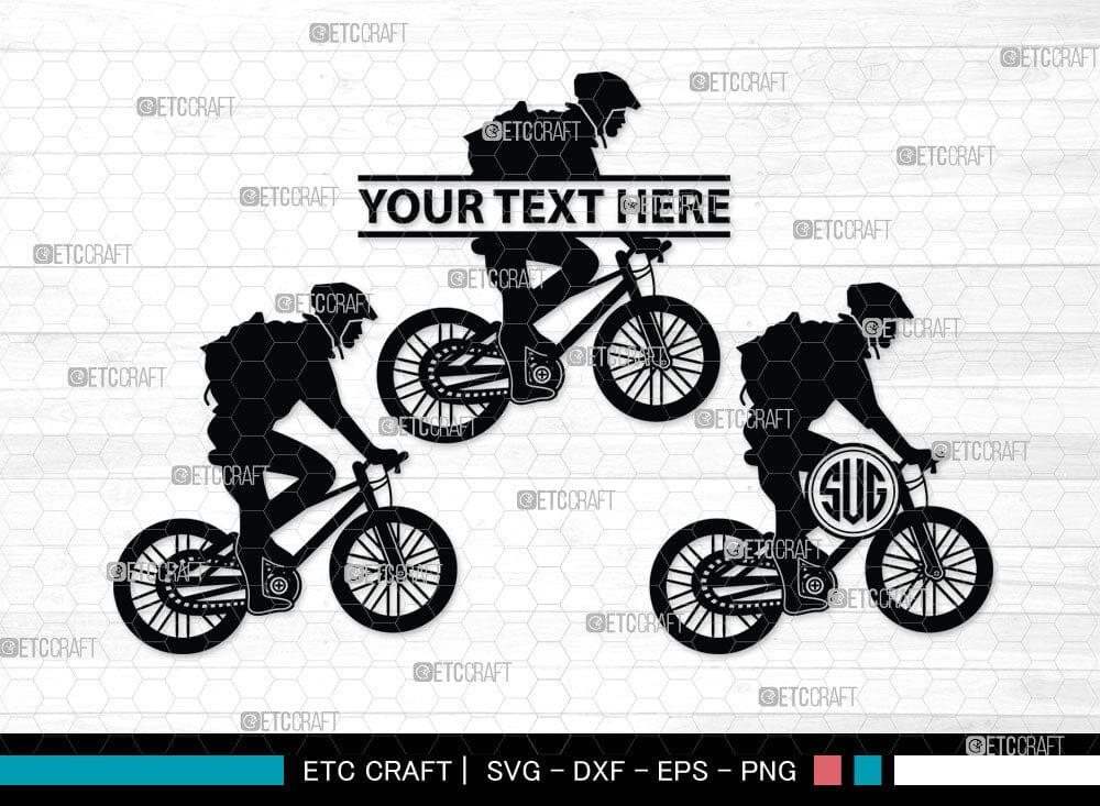 Mountain Biking Monogram, Mountain Biking Silhouette, Mountain Bike Svg ...