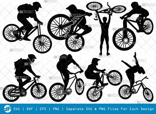 Mountain Biking SVG Cut Files | Mountain Bike Silhouette | Sports Svg | Bicycle Bundle SVG ETC Craft 