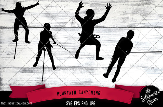 Mountain Canyoning Silhouette Vector SVG SVG Loveleen Kaur 