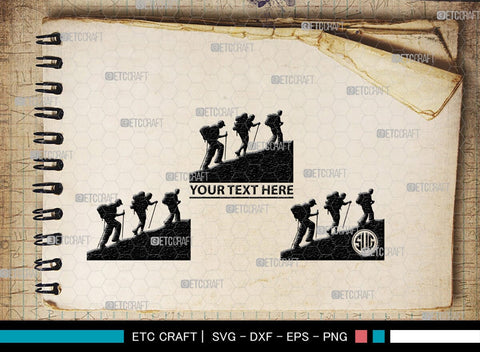 Mountain Climbing Monogram, Mountain Climbing Silhouette, Mountain Climbing SVG, Mountain Svg, Climbing Svg, SB00390 SVG ETC Craft 