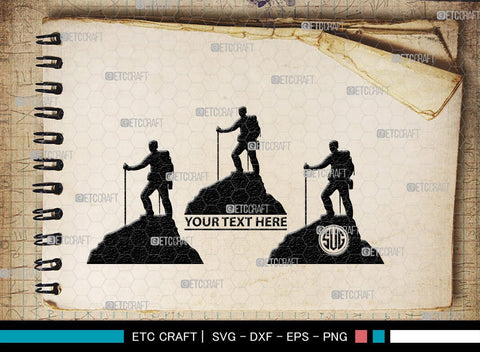 Mountain Climbing Monogram, Mountain Climbing Silhouette, Mountain Climbing SVG, Mountain Svg, Climbing Svg, SB00390 SVG ETC Craft 