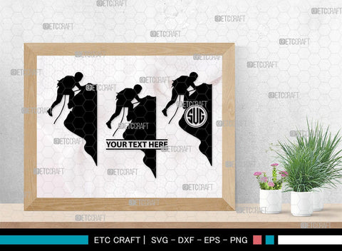 Mountain Climbing Monogram, Mountain Climbing Silhouette, Mountain Climbing SVG, Mountain Svg, Climbing Svg, SB00390 SVG ETC Craft 