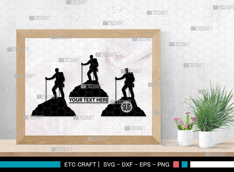 Mountain Climbing Monogram, Mountain Climbing Silhouette, Mountain Climbing SVG, Mountain Svg, Climbing Svg, SB00390 SVG ETC Craft 