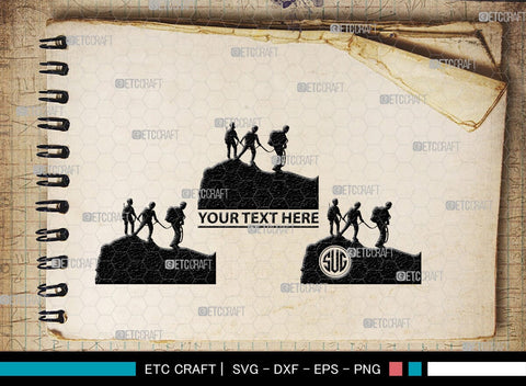 Mountain Climbing Monogram, Mountain Climbing Silhouette, Mountain Climbing SVG, Mountain Svg, Climbing Svg, SB00390 SVG ETC Craft 