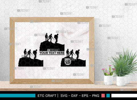 Mountain Climbing Monogram, Mountain Climbing Silhouette, Mountain Climbing SVG, Mountain Svg, Climbing Svg, SB00390 SVG ETC Craft 