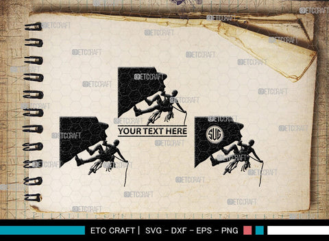 Mountain Climbing Monogram, Mountain Climbing Silhouette, Mountain Climbing SVG, Mountain Svg, Climbing Svg, SB00390 SVG ETC Craft 