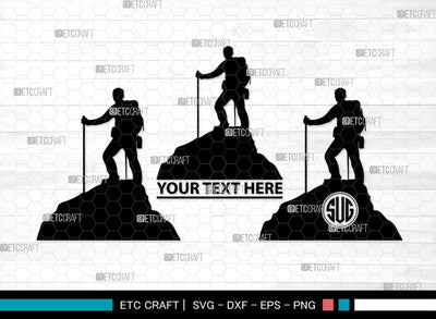 Mountain Climbing Monogram, Mountain Climbing Silhouette, Mountain Climbing SVG, Mountain Svg, Climbing Svg, SB00390 SVG ETC Craft 