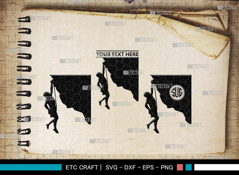 Mountain Climbing Monogram, Mountain Climbing Silhouette, Mountain Climbing SVG, Mountain Svg, Climbing Svg, SB00390 SVG ETC Craft 