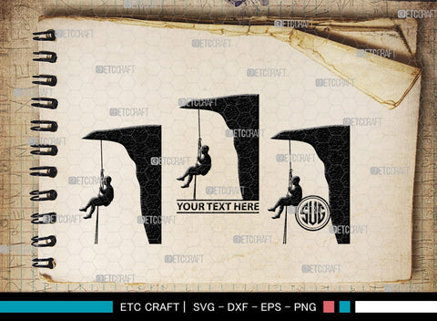 Mountain Climbing Monogram, Mountain Climbing Silhouette, Mountain Climbing SVG, Mountain Svg, Climbing Svg, SB00390 SVG ETC Craft 