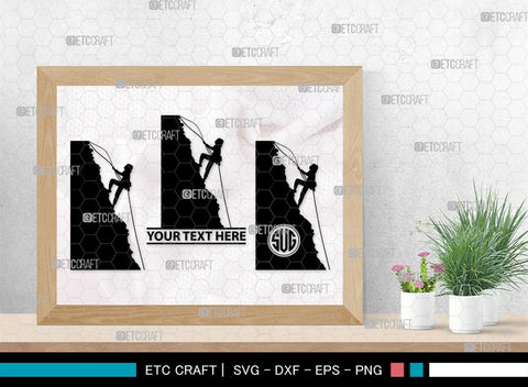 Mountain Climbing Monogram, Mountain Climbing Silhouette, Mountain Climbing SVG, Mountain Svg, Climbing Svg, SB00390 SVG ETC Craft 