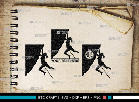 Mountain Climbing Monogram, Mountain Climbing Silhouette, Mountain Climbing SVG, Mountain Svg, Climbing Svg, SB00390 SVG ETC Craft 