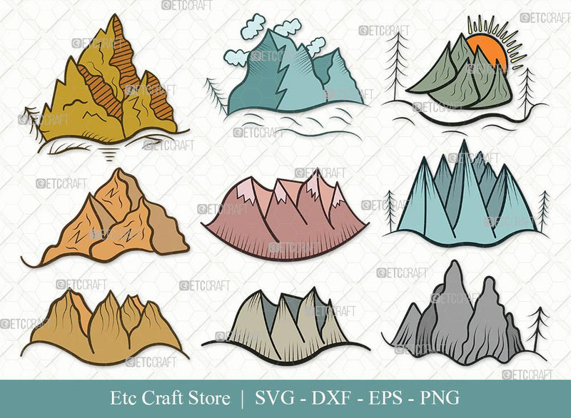 Mountain Clipart SVG Cut File | Hiking Svg | Nature Svg | Pine Tree Svg | Bundle SVG ETC Craft 