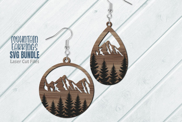 Mountain Earrings SVG Bundle Laser Cut Files | Mountains SVG | Glowforge Files SVG Cloud9Design 