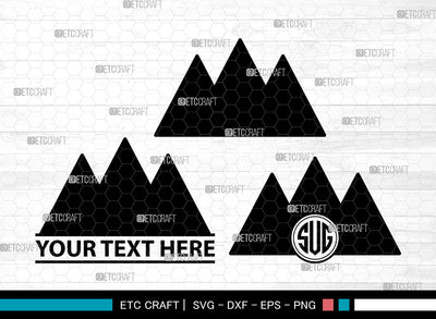 Mountain Icons Monogram, Mountain Svg, Mountain Logo Svg, Mountains, mountain and forest, Mountain Monogram, Icon Monogram, Svg Cut File, Dxf, Eps, Png, SVG ETC Craft 