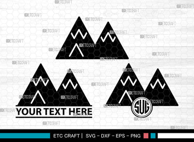 Mountain Icons Monogram, Mountain Svg, Mountain Logo Svg, Mountains, mountain and forest, Mountain Monogram, Icon Monogram, Svg Cut File, Dxf, Eps, Png, SVG ETC Craft 