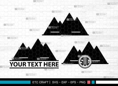 Mountain Icons Monogram, Mountain Svg, Mountain Logo Svg, Mountains, mountain and forest, Mountain Monogram, Icon Monogram, Svg Cut File, Dxf, Eps, Png, SVG ETC Craft 