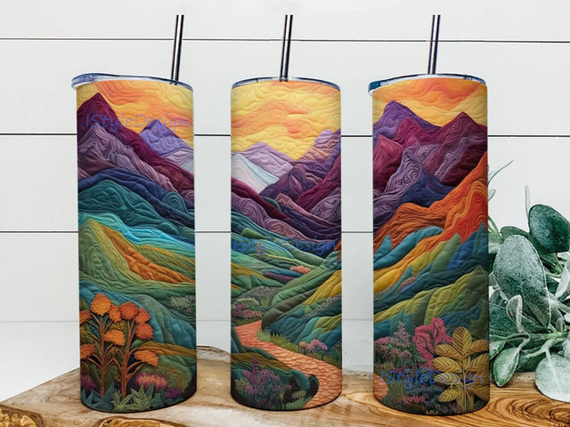 Mountain Landscape With Vivid Colors 20oz Skinny Tumbler Png, Mountain Landscape Tumbler, Alcohol Ink Mountain Landscape Tumbler Wrap Png, Mountain Tumbler Png Sublimation iStyleDesign 