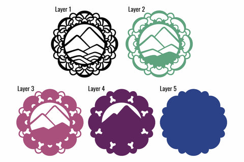 Mountain Mandala layered SVG cut files SVG Angel on Empire 