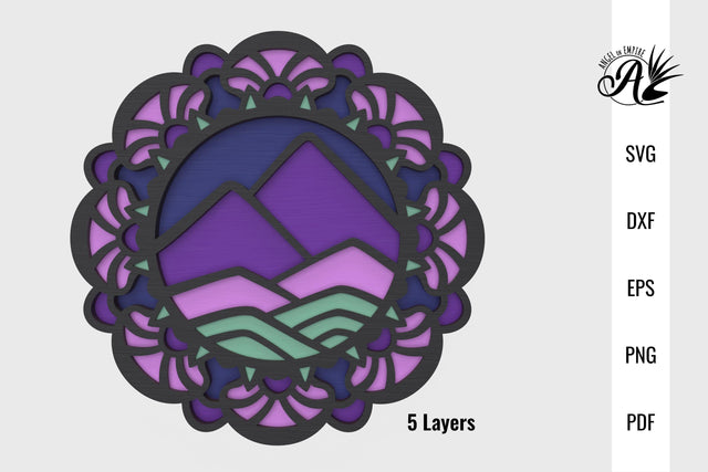 Mountain Mandala layered SVG cut files SVG Angel on Empire 