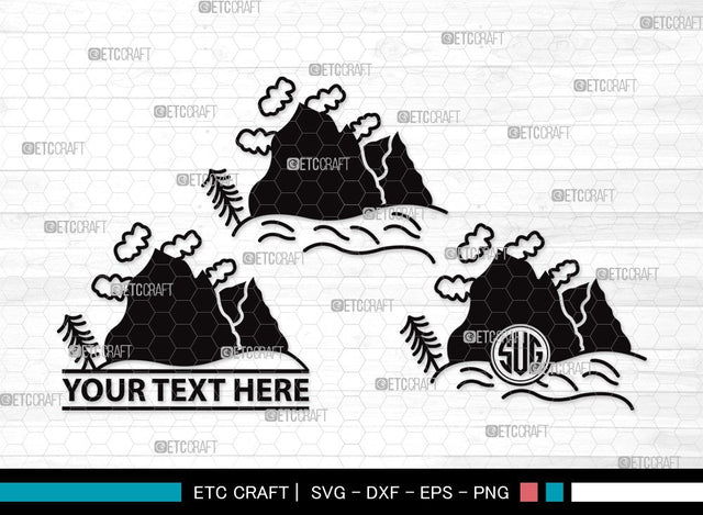 Mountain Monogram SVG | Hiking Svg | Nature Svg | Pine Tree Svg | Mountain Clipart SVG ETC Craft 