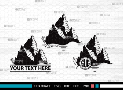 Mountain Monogram SVG | Hiking Svg | Nature Svg | Pine Tree Svg | Mountain Clipart SVG ETC Craft 
