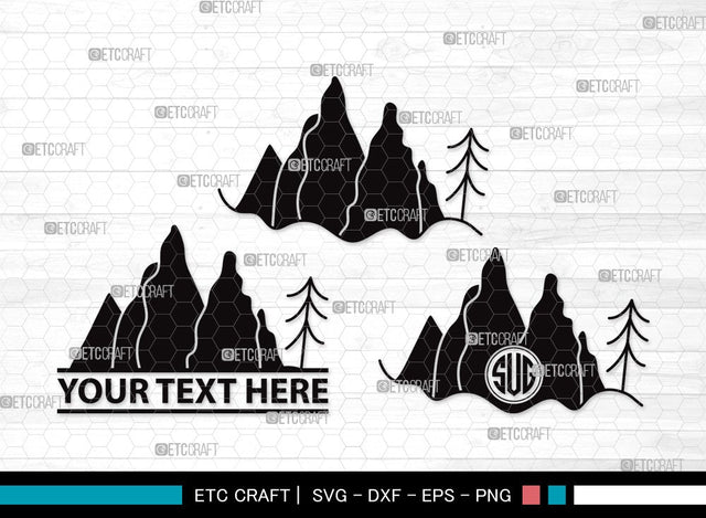 Mountain Monogram SVG | Hiking Svg | Nature Svg | Pine Tree Svg | Mountain Clipart SVG ETC Craft 